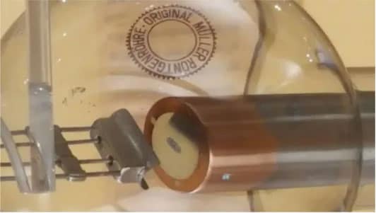 世界第一个线焦点固定阳极球管（阳极表面黑色区域便是线焦点在阳极上投影）